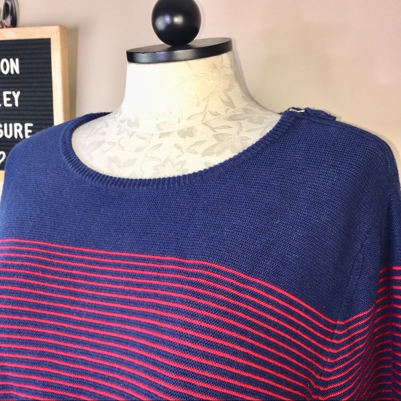 Talbots Woman Blue Red Striped Sweater 3X Cashmere - Picture 3 of 8